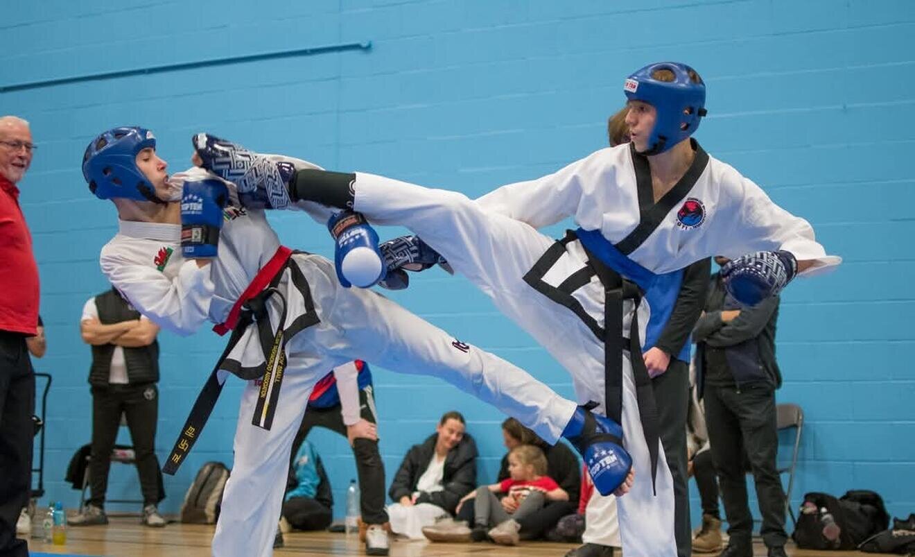 Swindon Taekwondo member kicking the competition