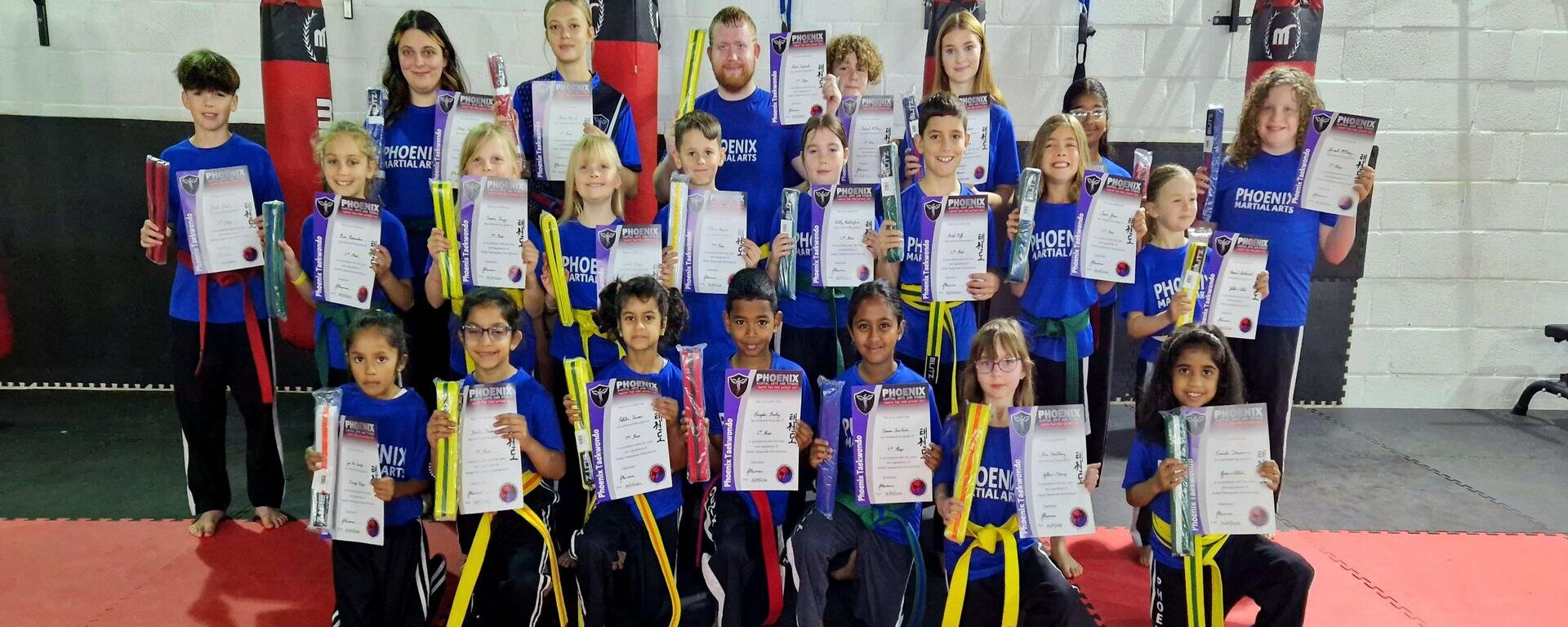 Swindon Martial Arts Club with New Belts