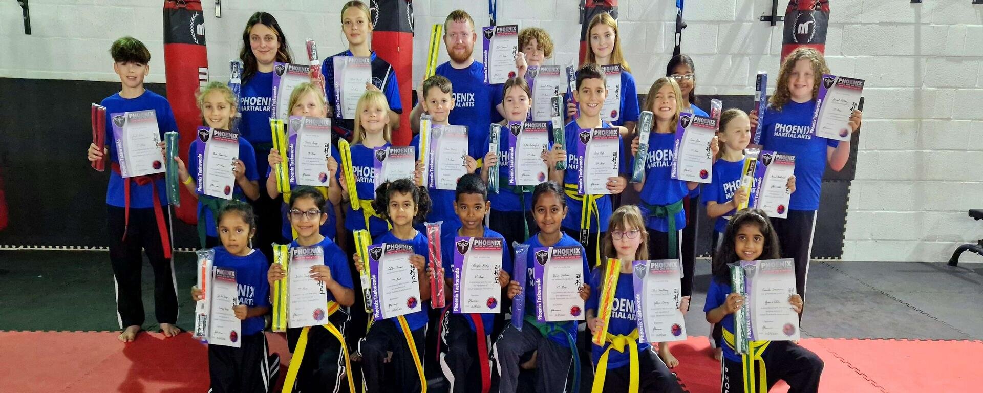 Swindon Taekwondo Members with New Belts